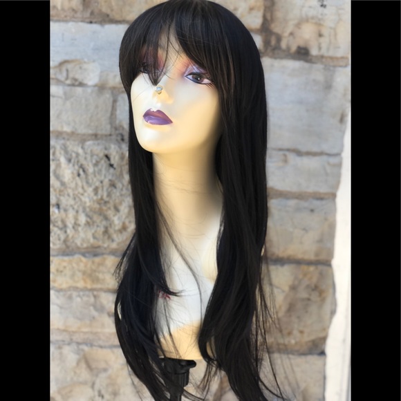 Brown highlights Bangs wig main image 10